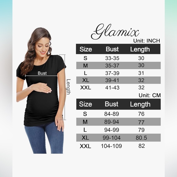 Glamix Women’s Maternity T-shirt Side Ruched Short Sleeve Basic Pregnancy Top - Picture 8 of 8